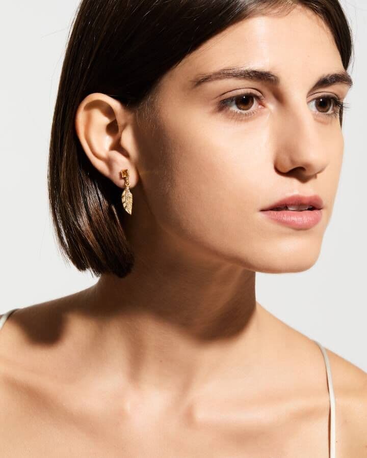 Konstantino Alexandria Collection Gold Falcoon Feather Earrings