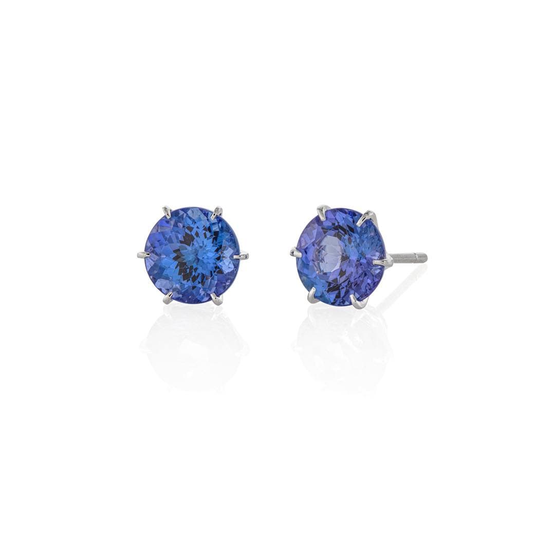 Round Stud Tanzanite Earrings