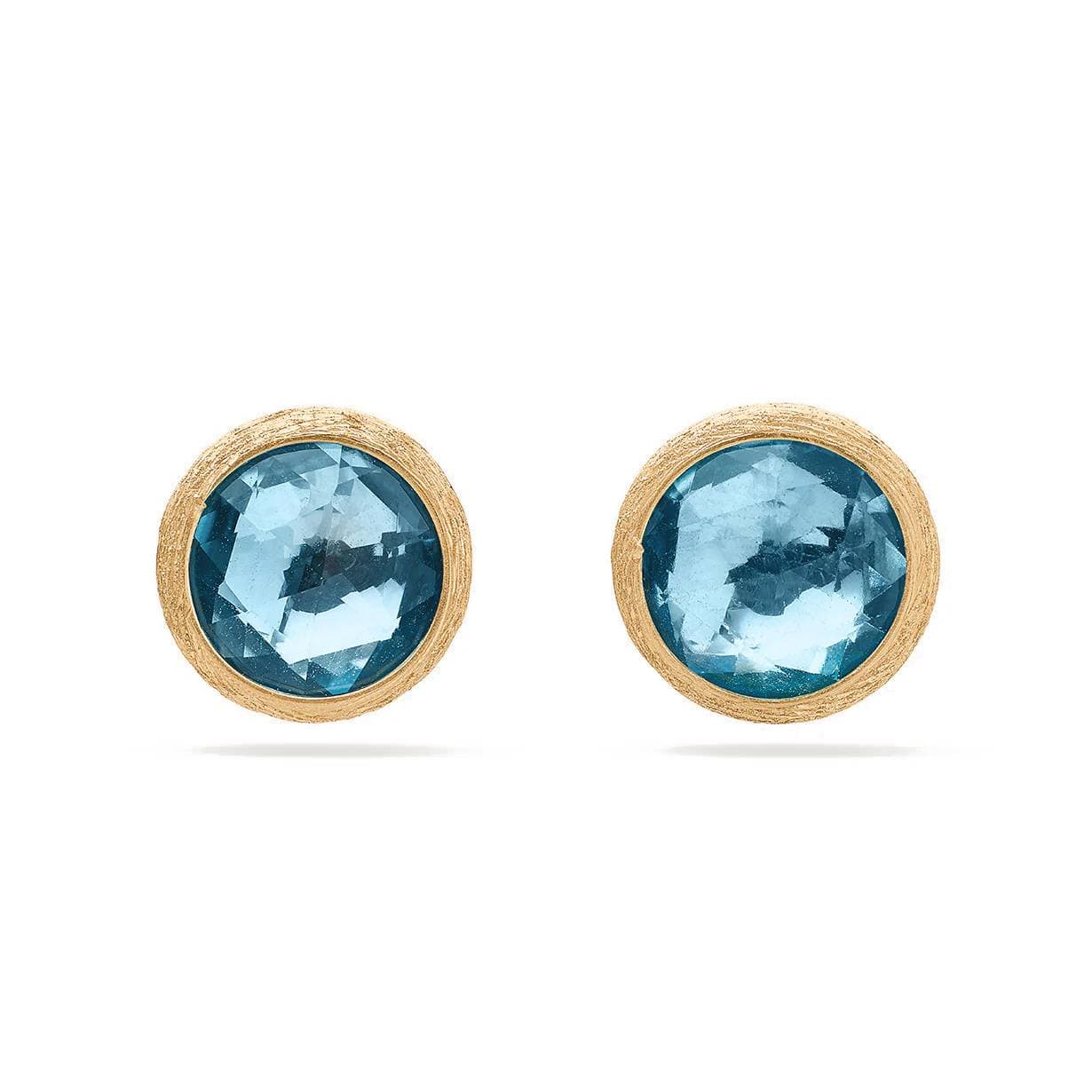 Marco Bicego Yellow Gold Jaipur Round Blue Topaz Post Earrings