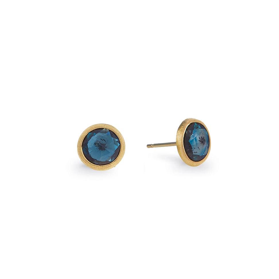 Marco Bicego Yellow Gold Jaipur Round London Blue Topaz Post Earrings