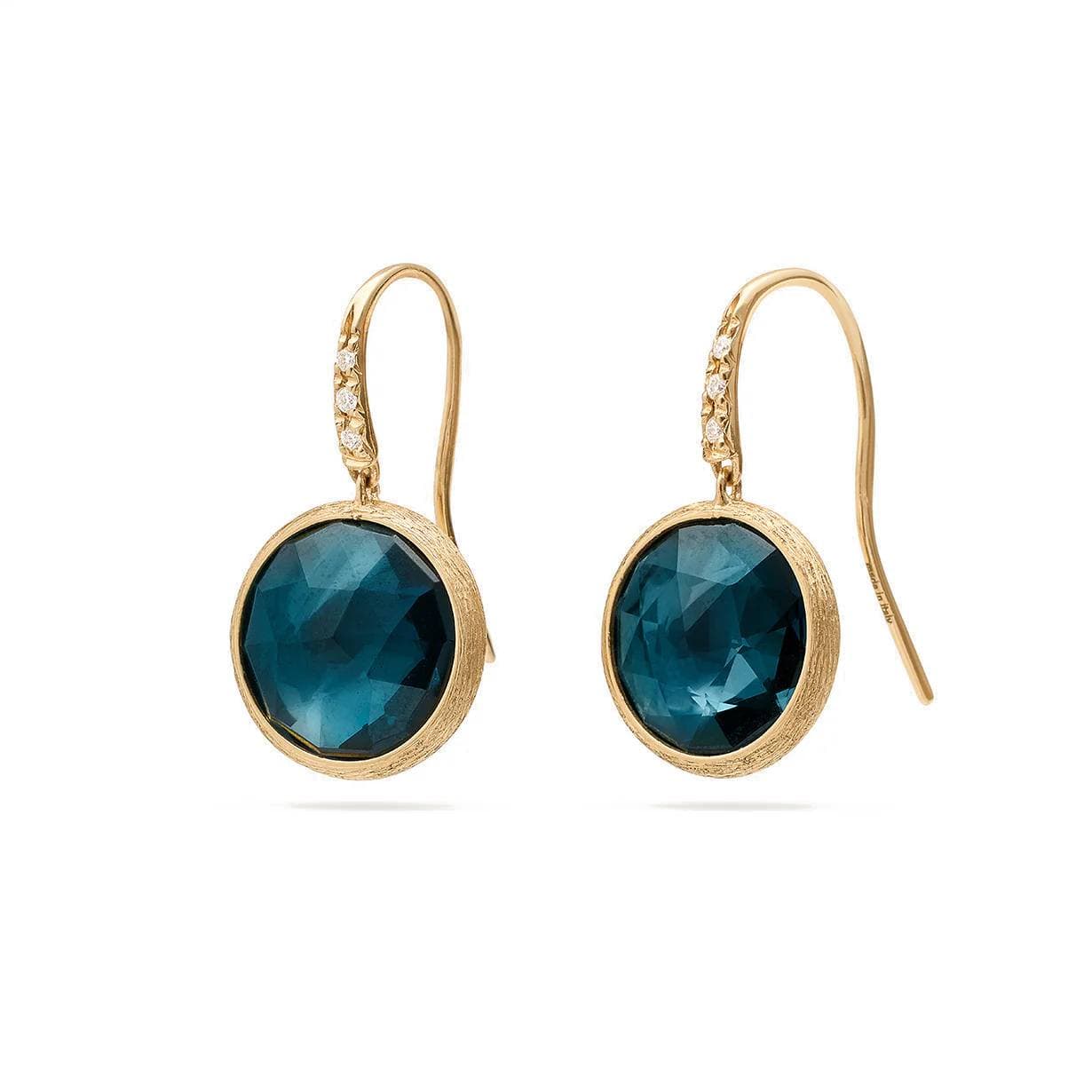 Marco Bicego Jaipur Color London Blue Topaz Drop Earrings with Diamonds