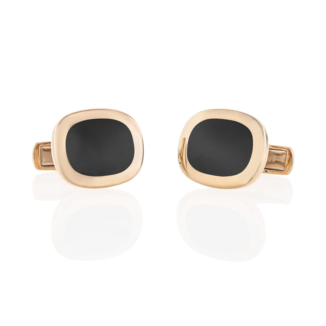 Black Onyx Cuff Links in Rose Gold