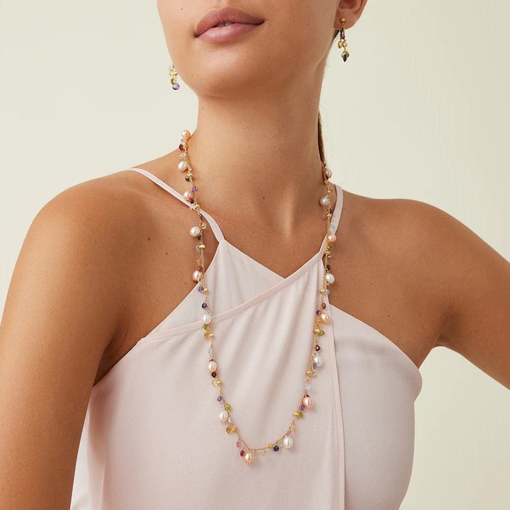 Marco Bicego Paradise Long Mixed Gemstone and Pearl Necklace 3