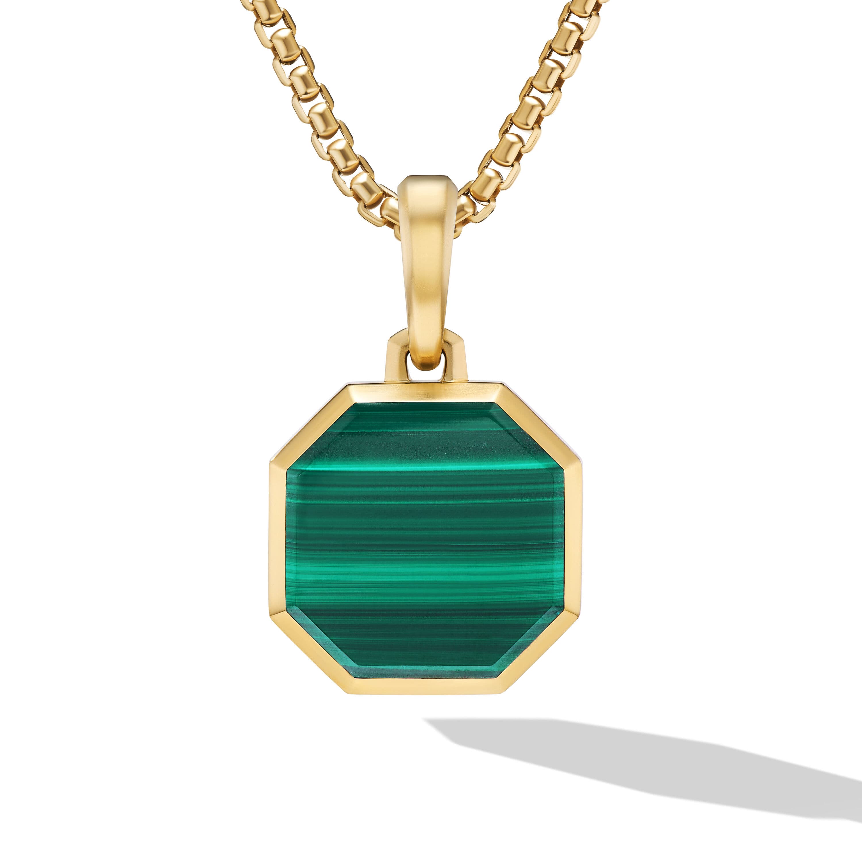 David Yurman Faceted Stone Amulet in Yellow Gold with Malachite