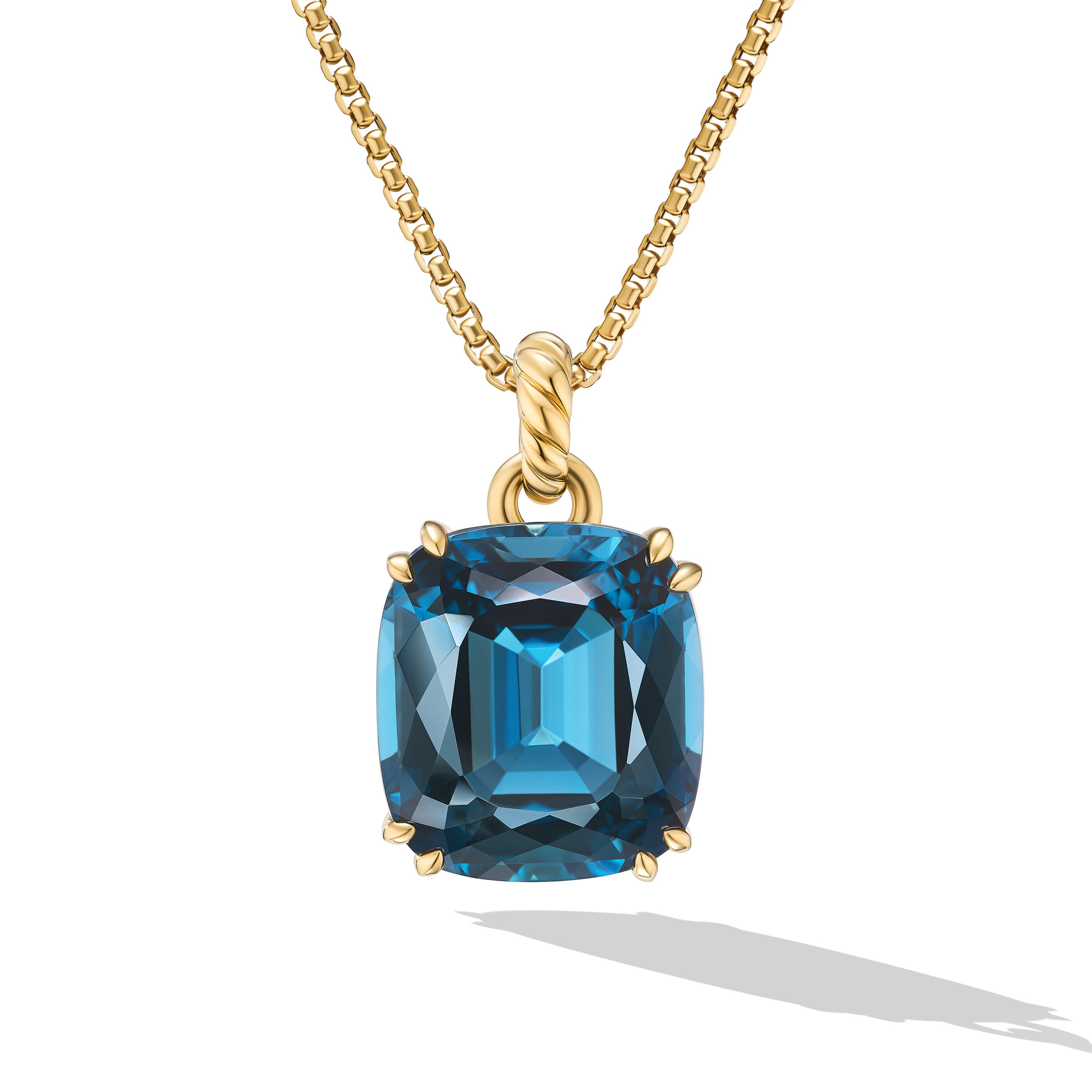 David Yurman Marbella 22mm Pendant in Gold with Hampton Blue Topaz