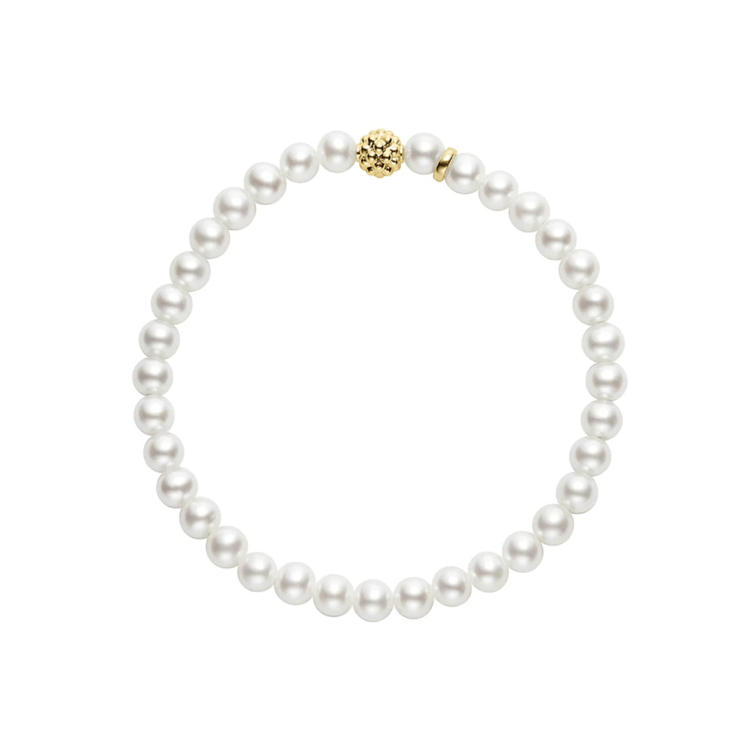 Lagos Caviar Icon Pearl Gold Station Bead Bracelet 1