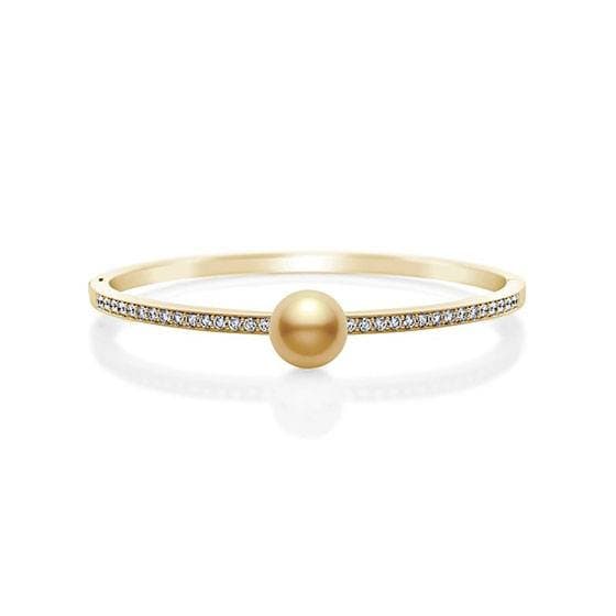 Mikimoto Golden South Sea Cultured Pearl and Diamond Bracelet in 18K Yellow Gold