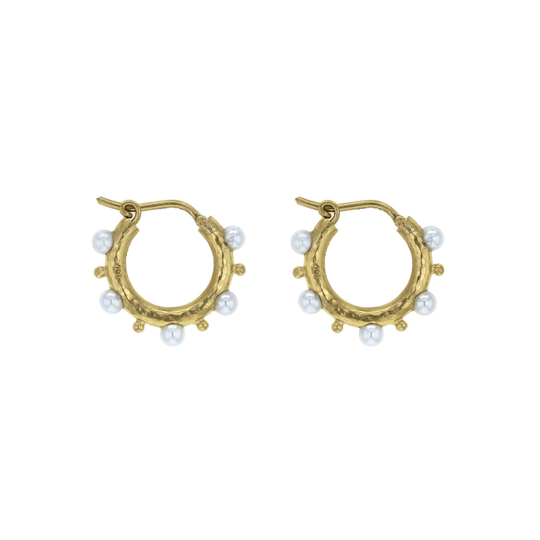 Elizabeth Locke 19K Big Baby Pearl Hoop Earrings
