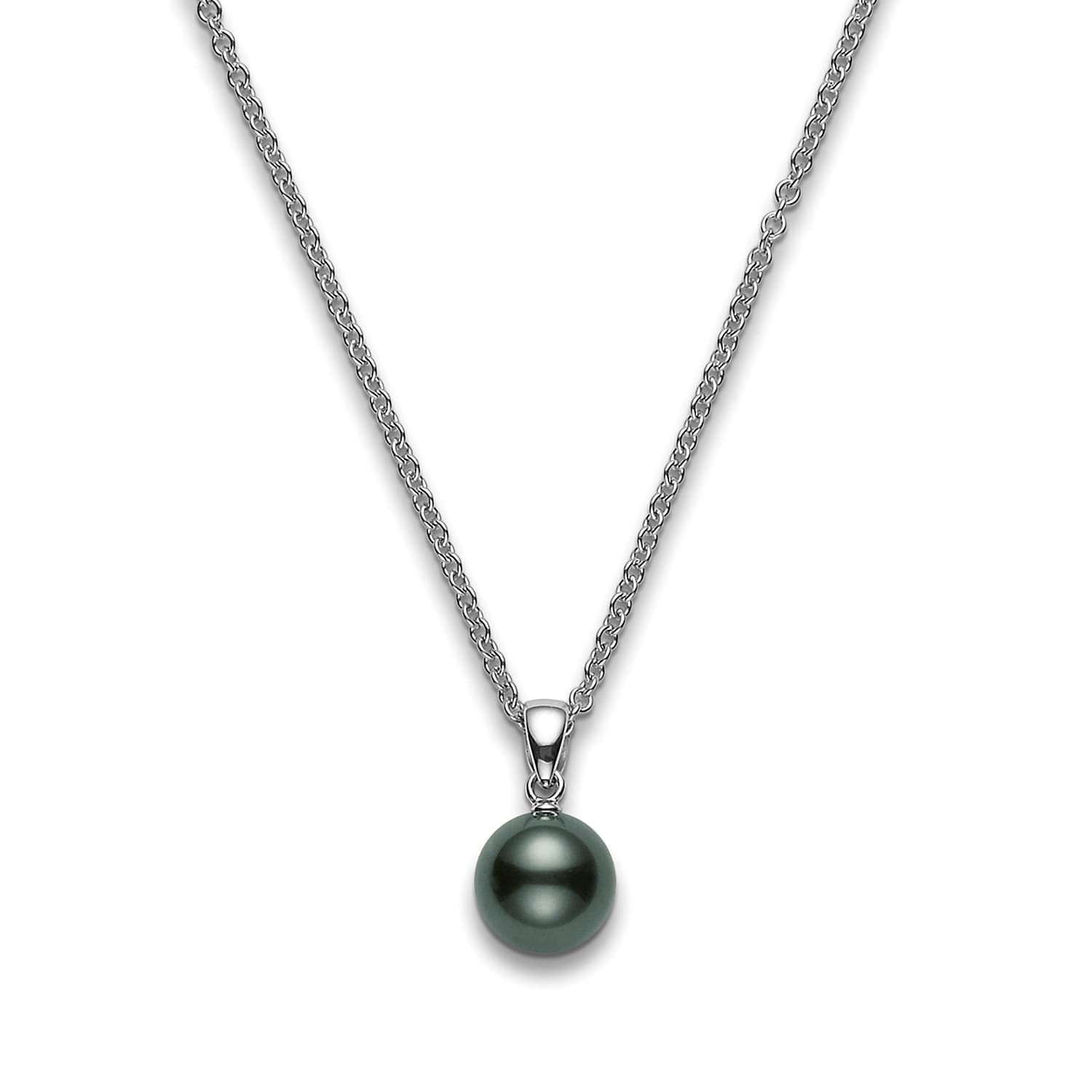 Mikimoto 8mm A Black South Sea Pearl Pendant Necklace 0