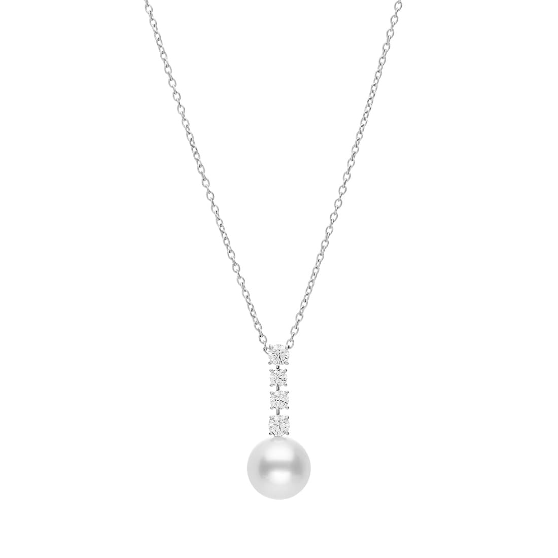 Mikimoto 12mm White South Sea Cultured Pearl Drop Pendant with Diamonds