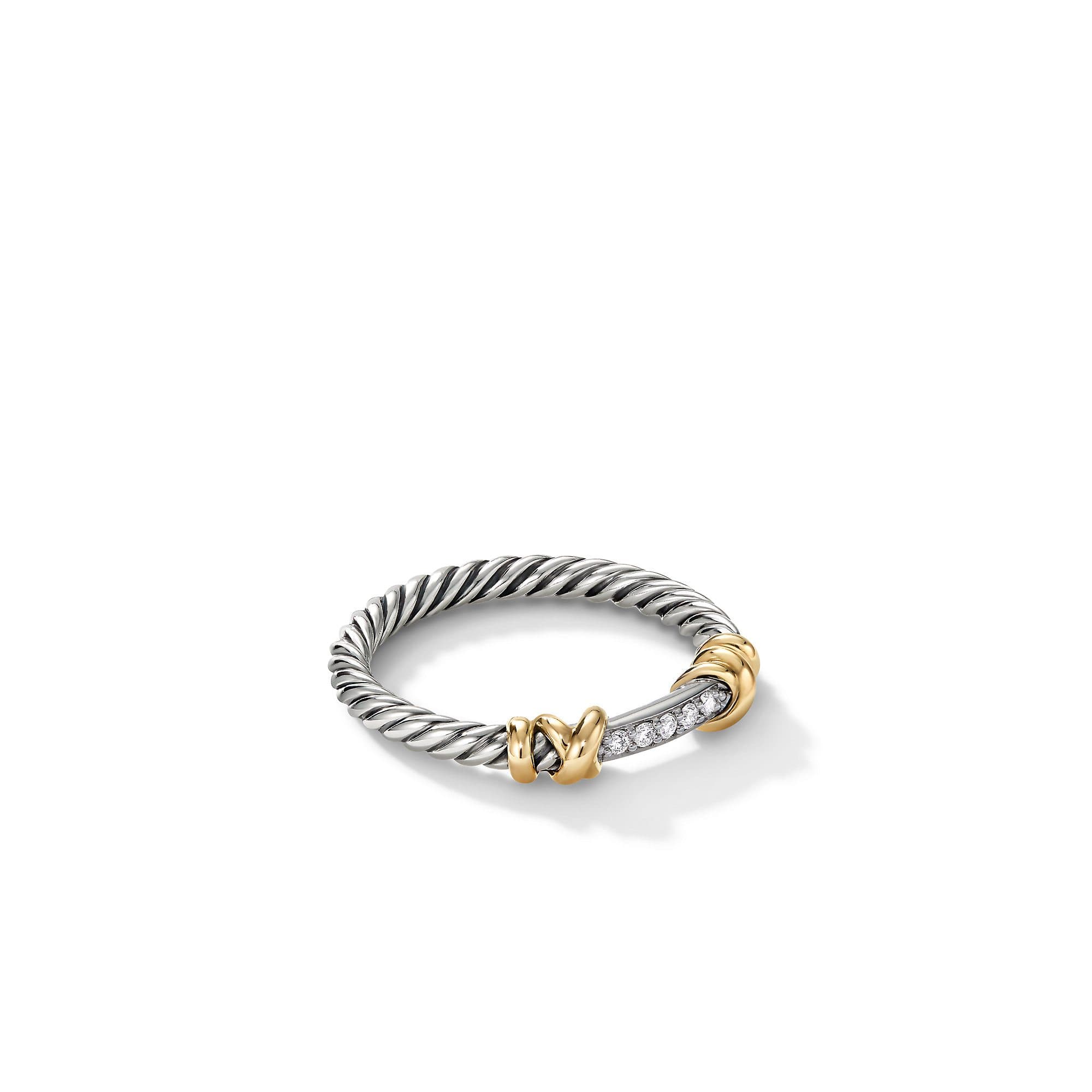 David Yurman Petite Helena Wrap Ring with 18k Yellow Gold and Diamonds, size 6