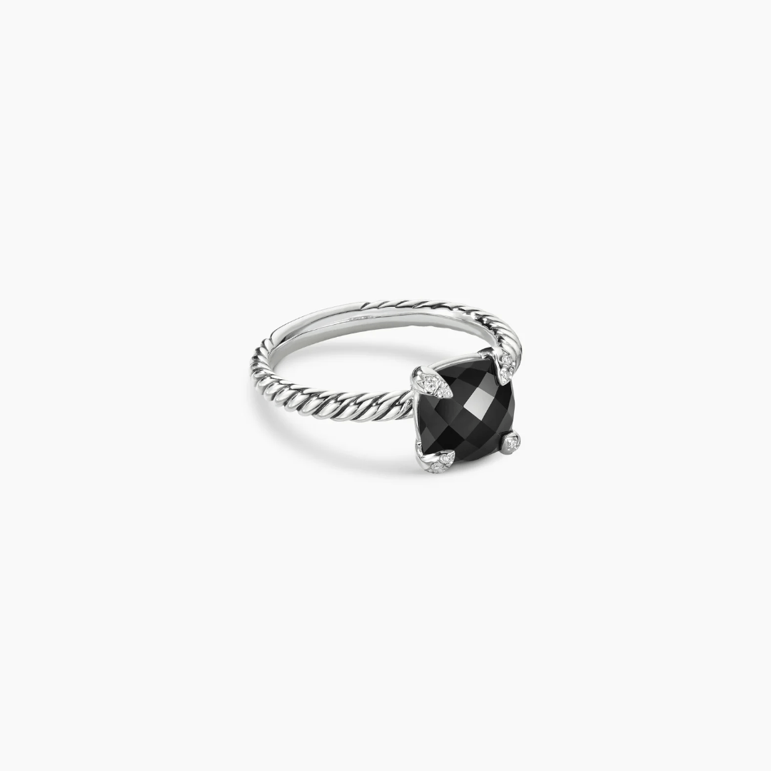 David Yurman Chatelaine Ring with Black Onyx in Sterling Silver, size 6