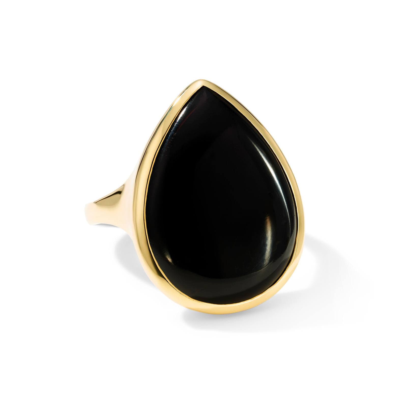 Ippolita Polished Rock Candy Medium 18k Gold Teardrop Black Onyx Ring 0