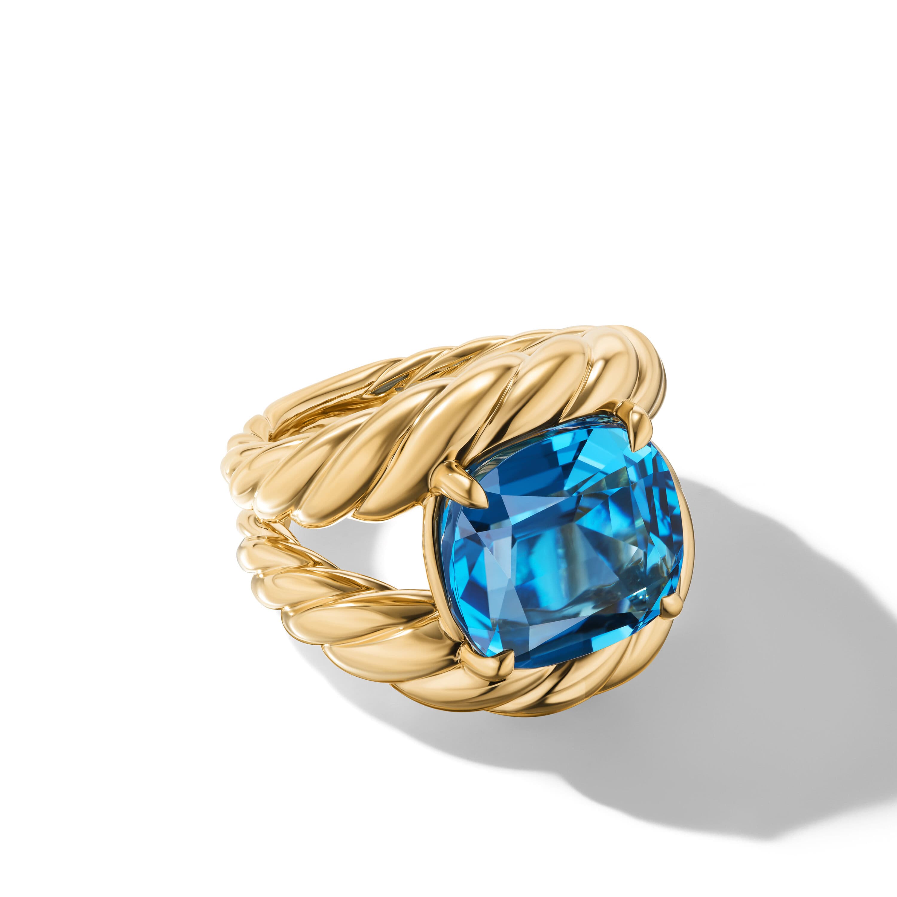 David Yurman Marbella Ring in 18K Yellow Gold with Hampton Blue Topaz