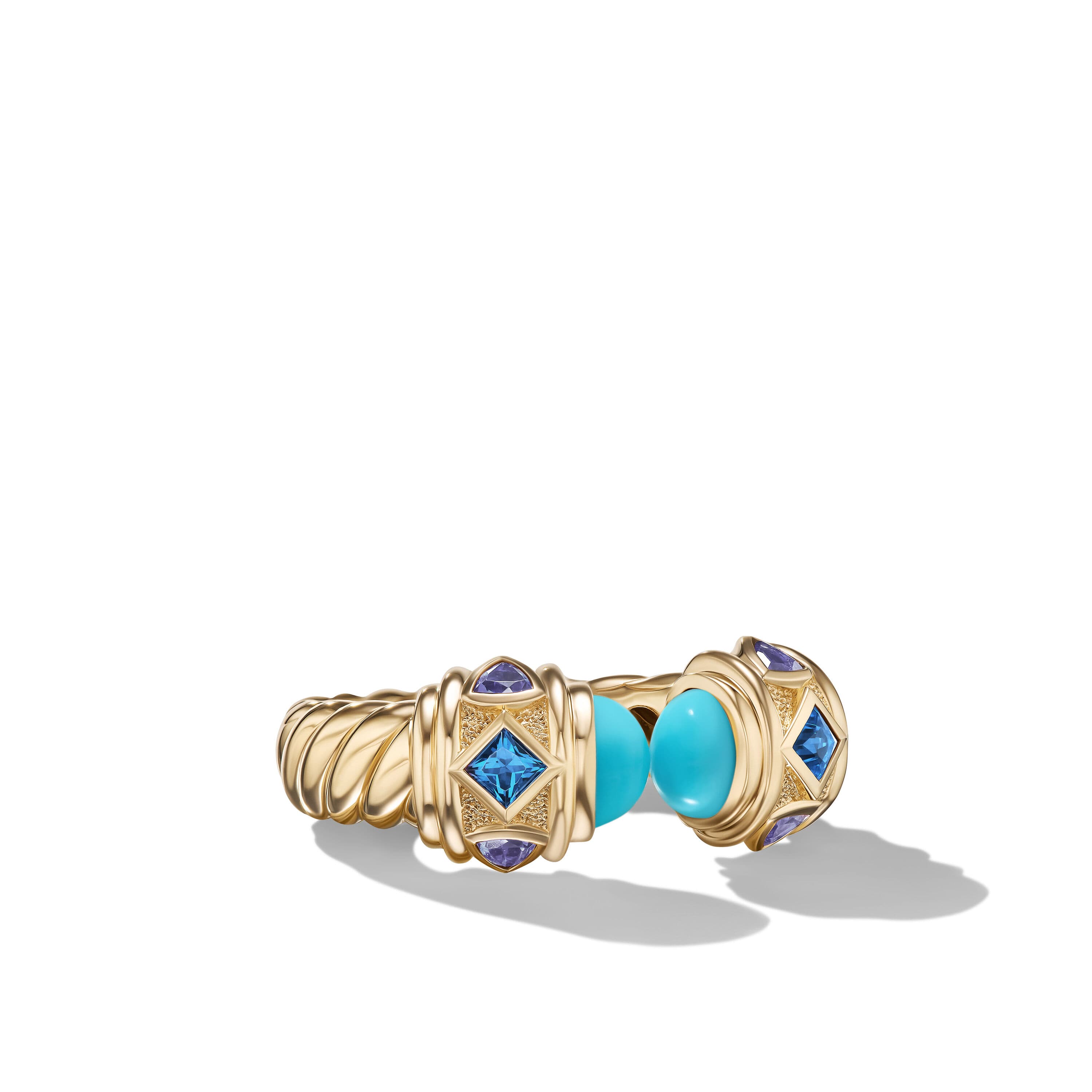 David Yurman Renaissance Ring in Gold with Turquoise, Hampton Blue Topaz and Iolite