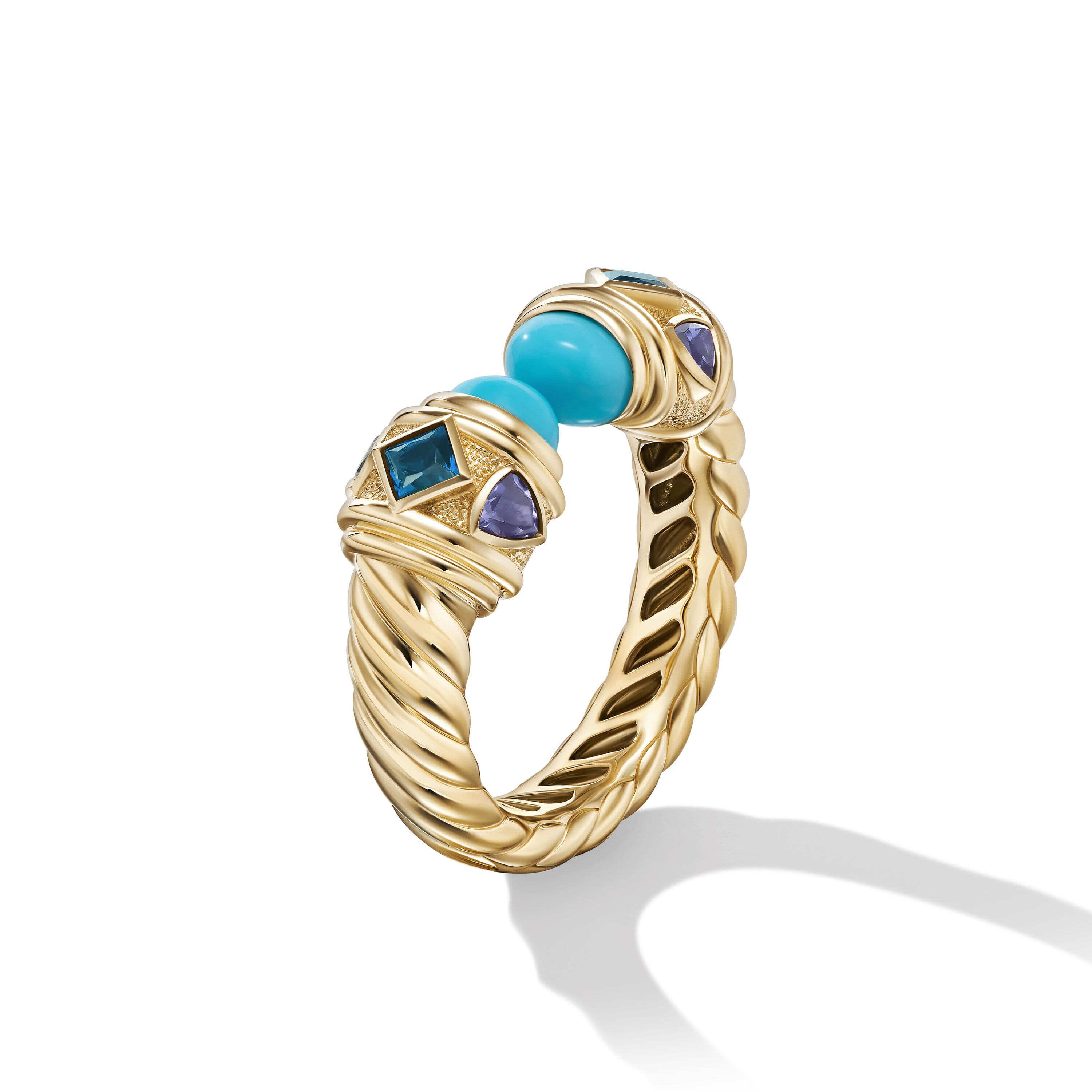 David Yurman Renaissance Ring in Gold with Turquoise, Hampton Blue Topaz and Iolite 1