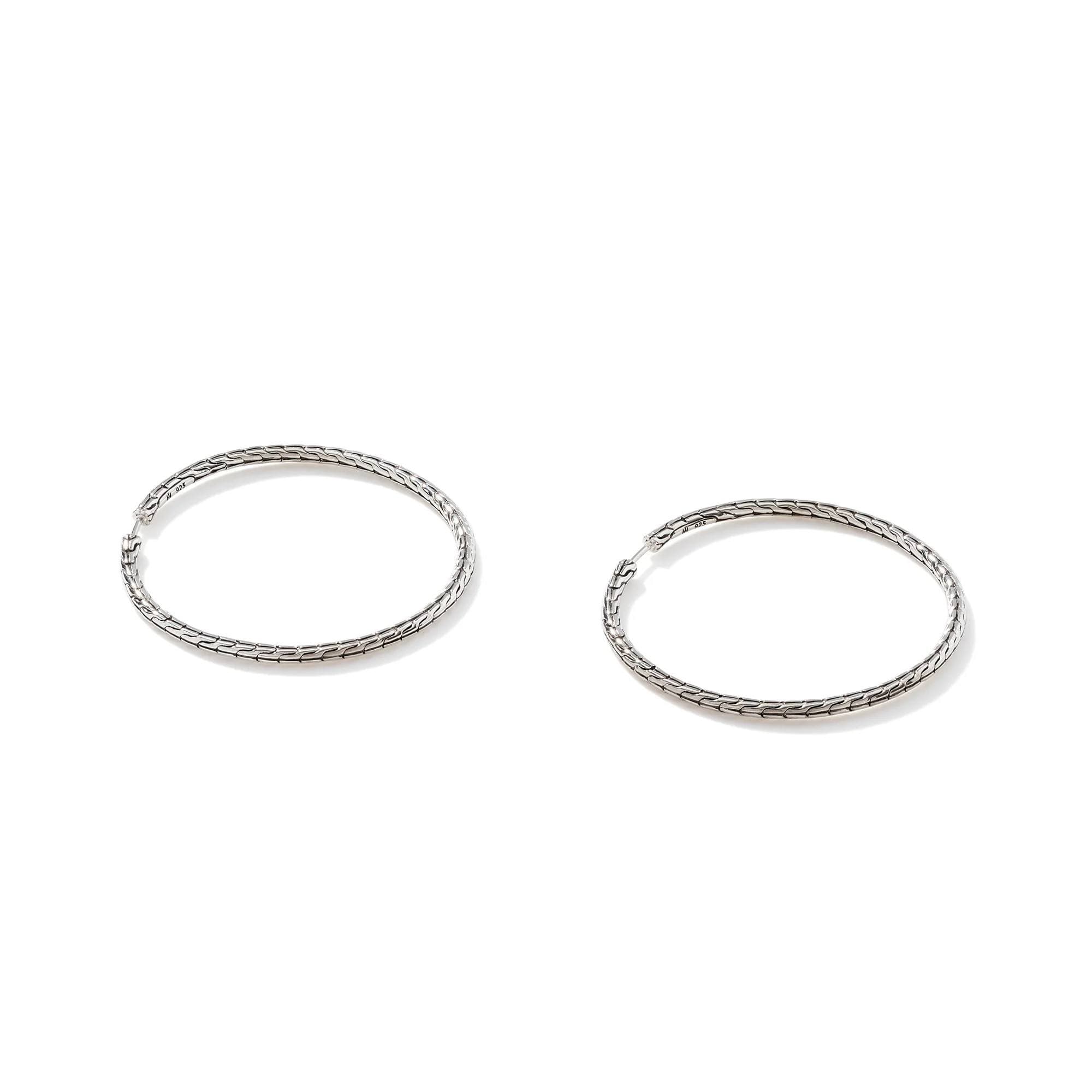 John Hardy Sterling Silver Classic Chain Large Hoop Earrings 2