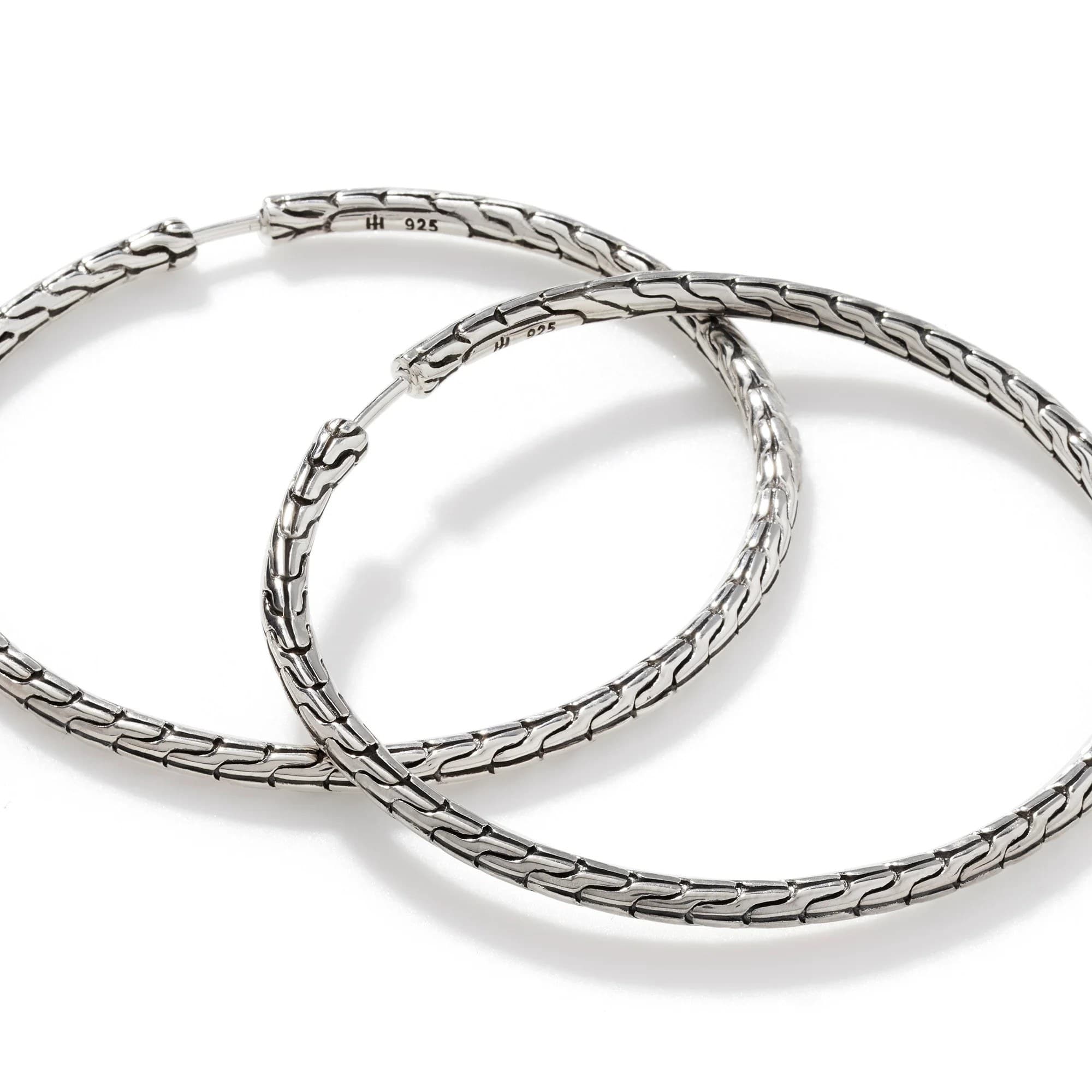 John Hardy Sterling Silver Classic Chain Large Hoop Earrings 4