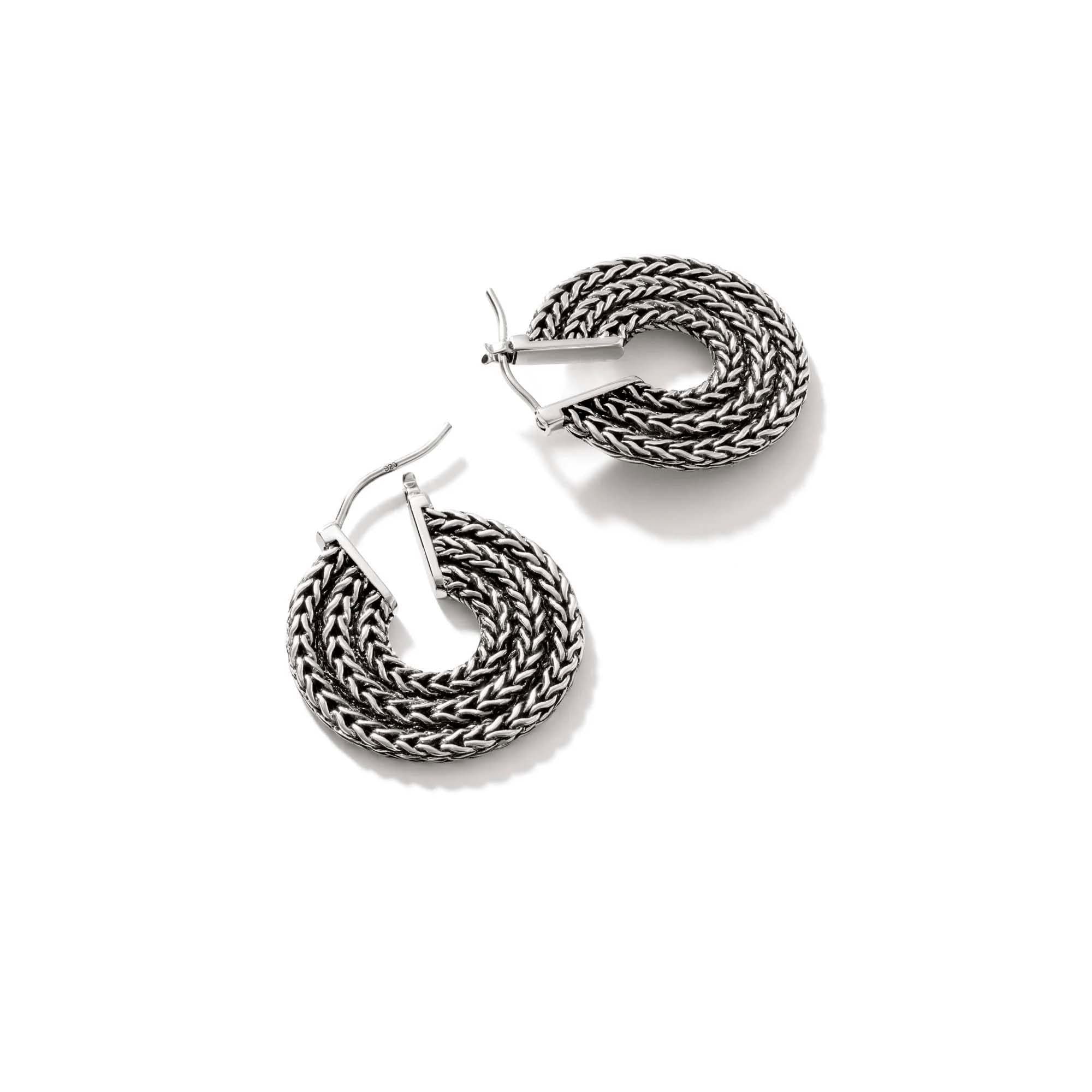 John Hardy Sterling Silver Rata Chain Hoop Earrings 2