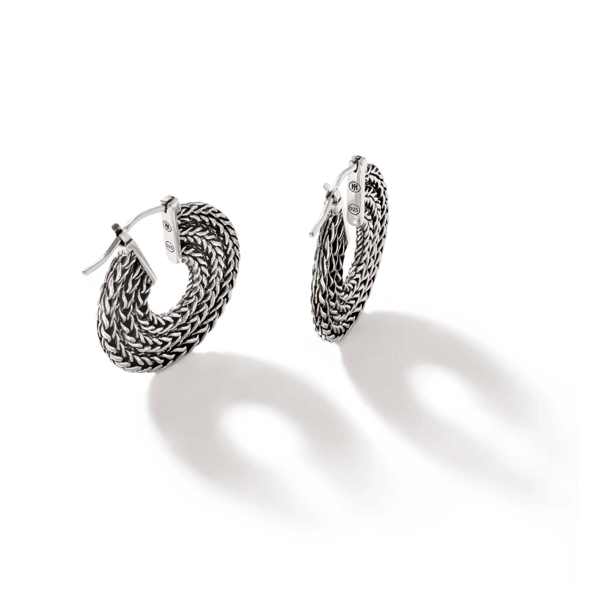 John Hardy Sterling Silver Rata Chain Hoop Earrings 3