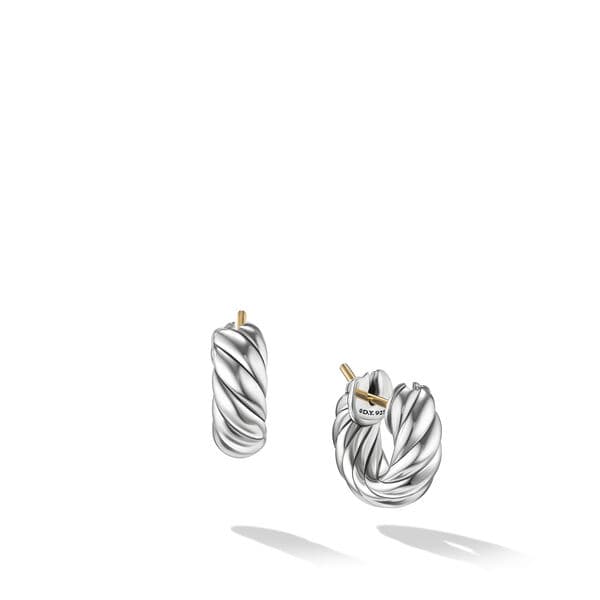 David Yurman Sculpted Cable Huggie Hoop Earrings in Sterling Silver