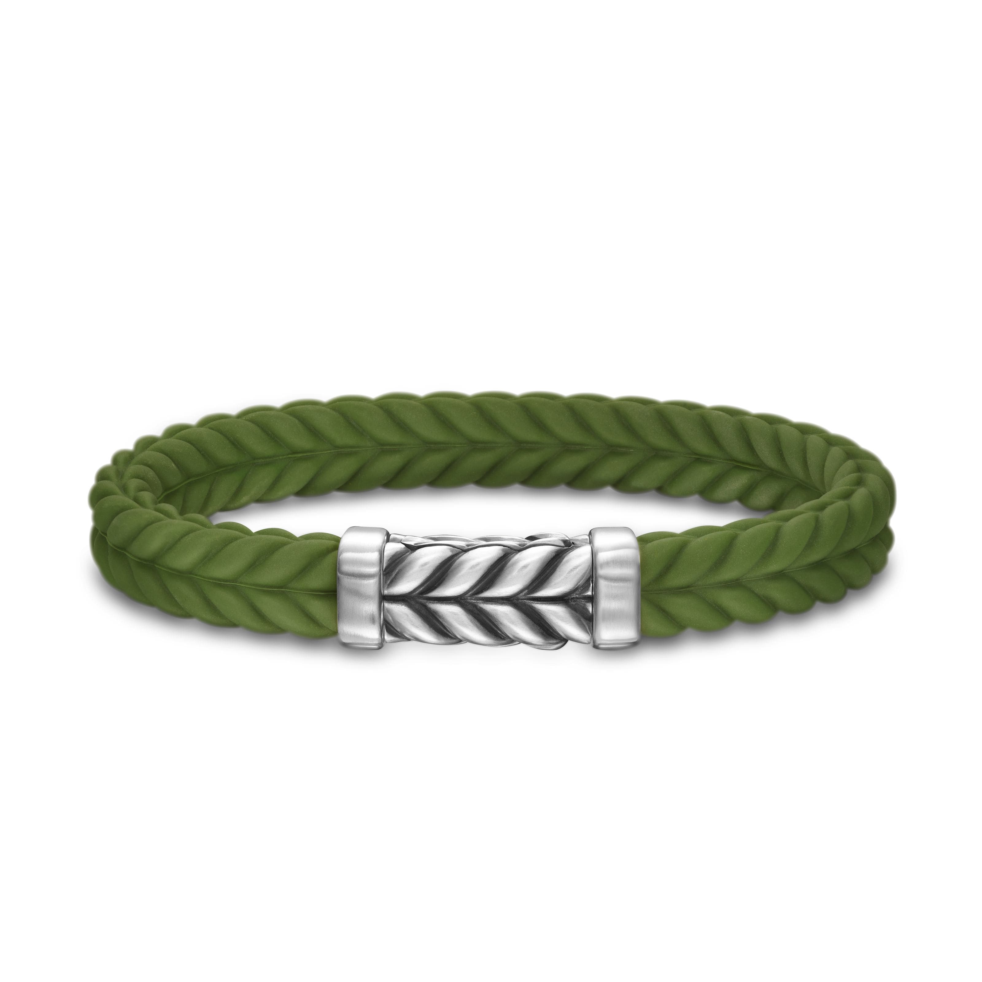 David Yurman 9mm Green Rubber Chevron Bracelet