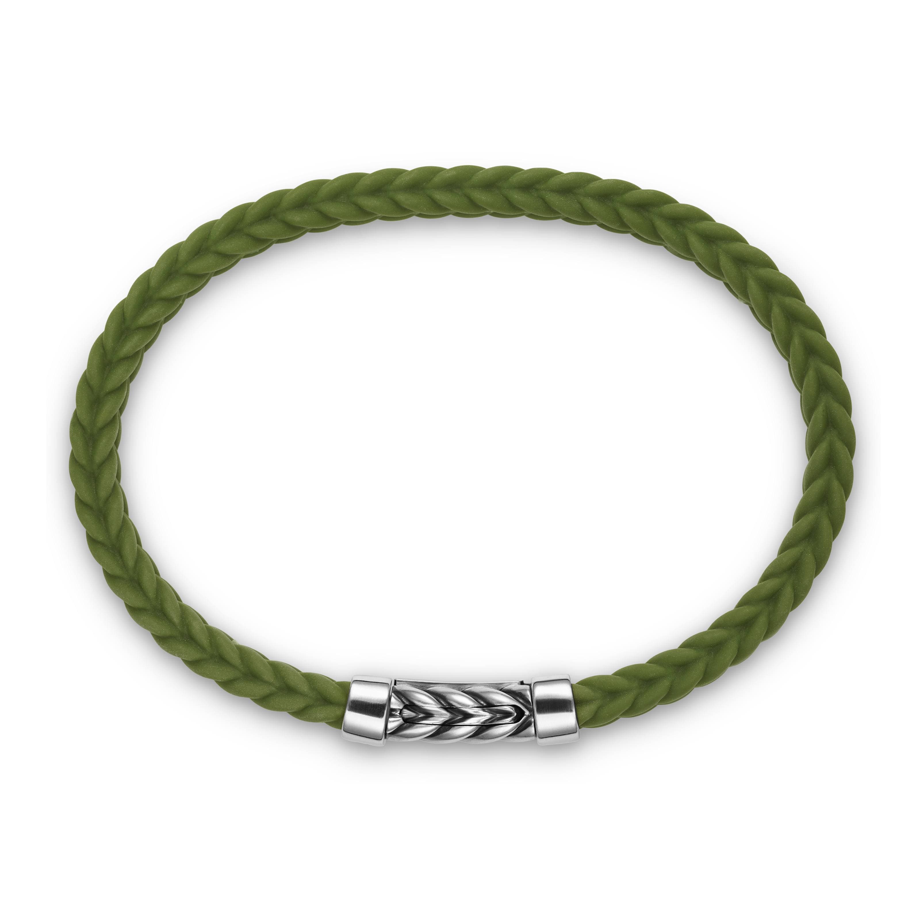 David Yurman 6mm Green Rubber Chevron Bracelet 1