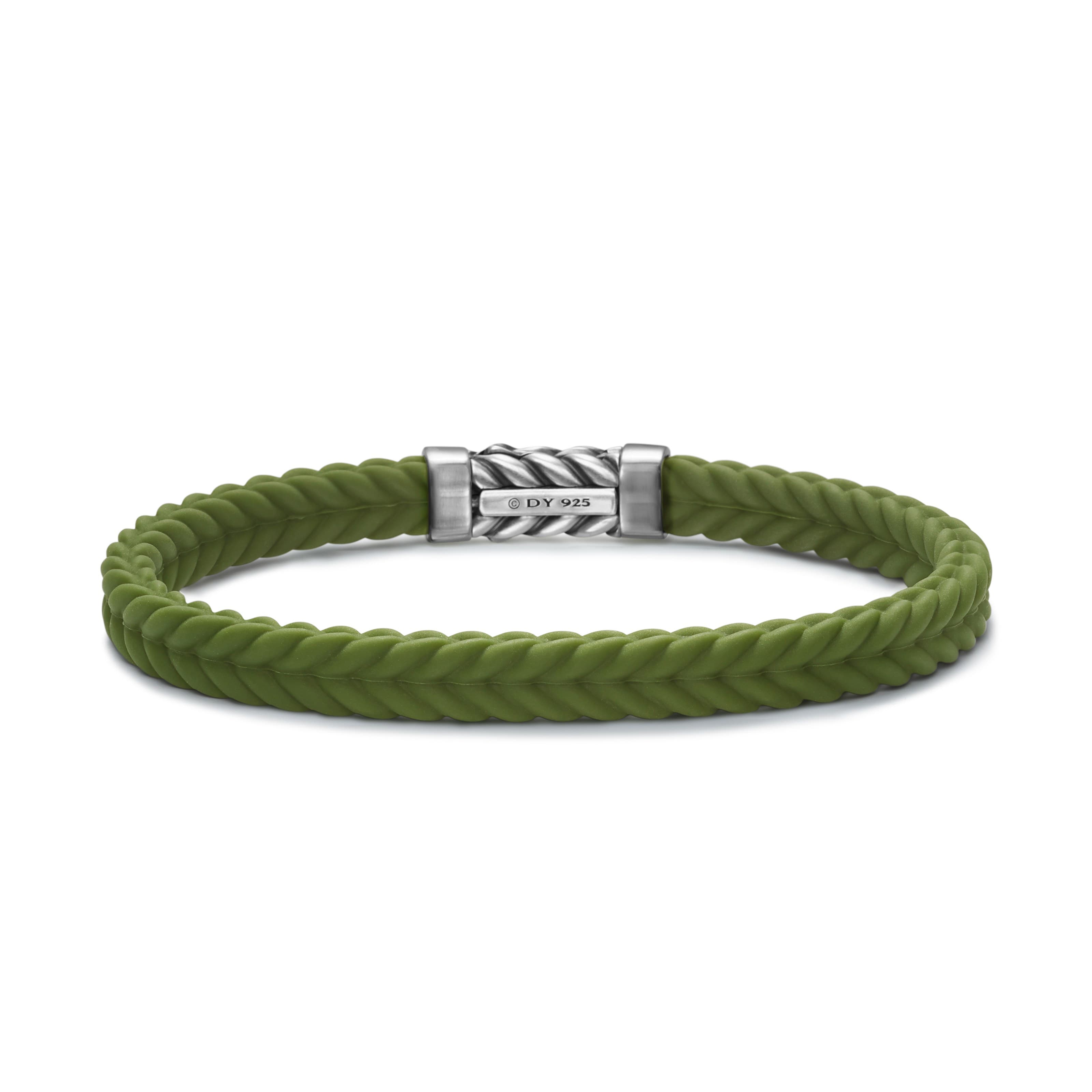 David Yurman 6mm Green Rubber Chevron Bracelet 2