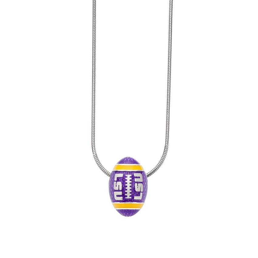 Purple & Gold LSU Football Pendant Necklace 0