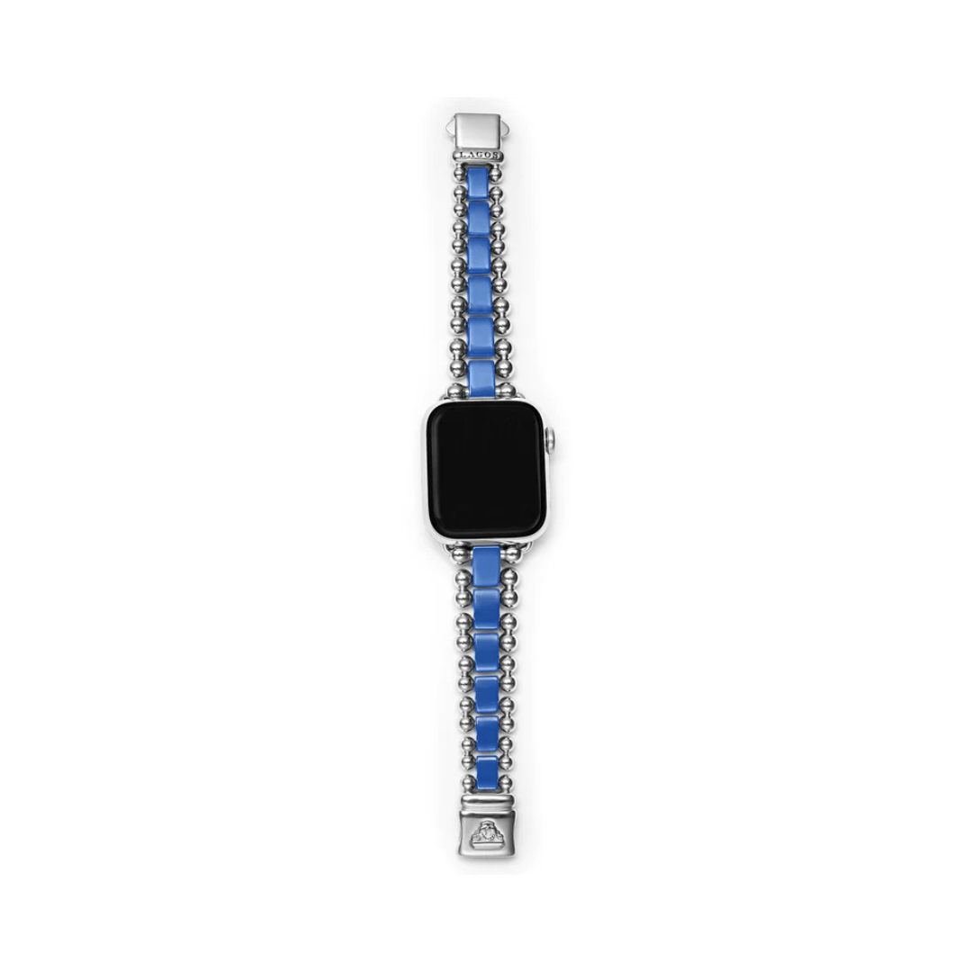 Lagos Smart Caviar Ultramarine Ceramic and Stainles Steel Watch Bracelet, Size 7, 38mm- 45mm 3