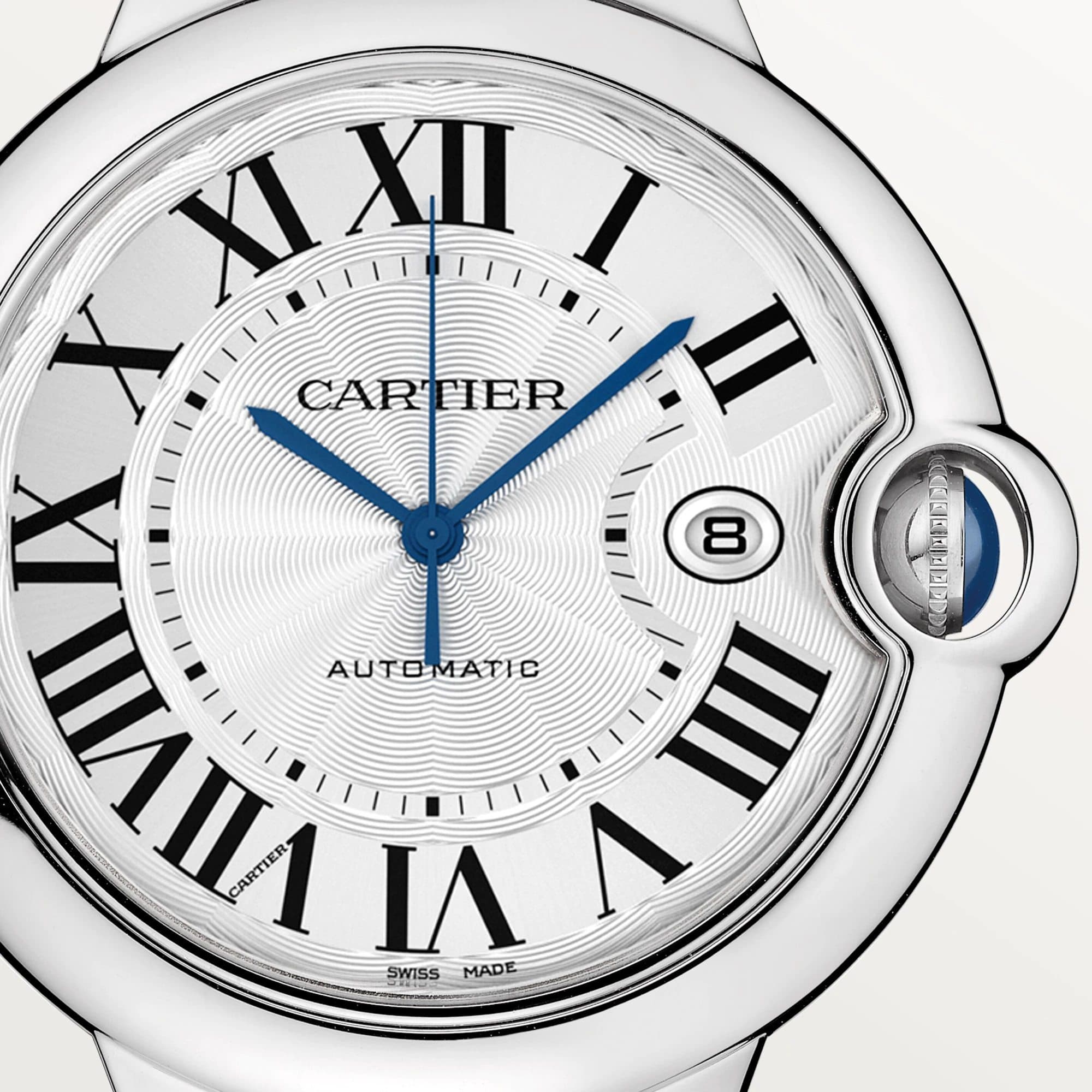 Ballon Bleu de Cartier Watch, Silver Guilloche Dial, 42mm
