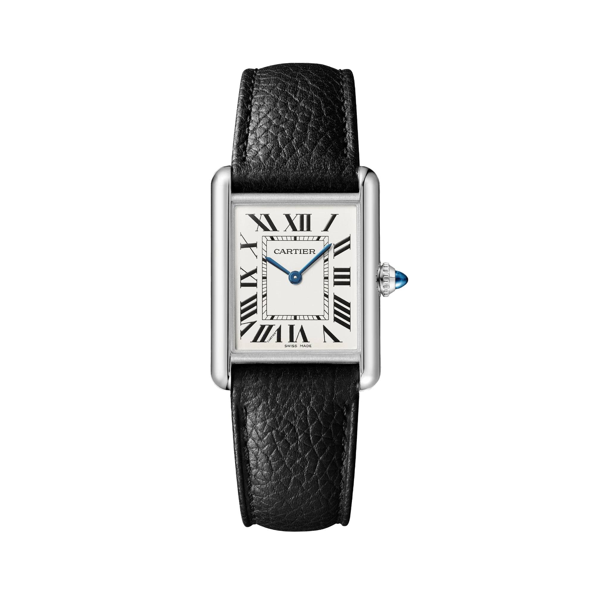 Cartier Large Tank Must Watch, Black Calfskin Strap
