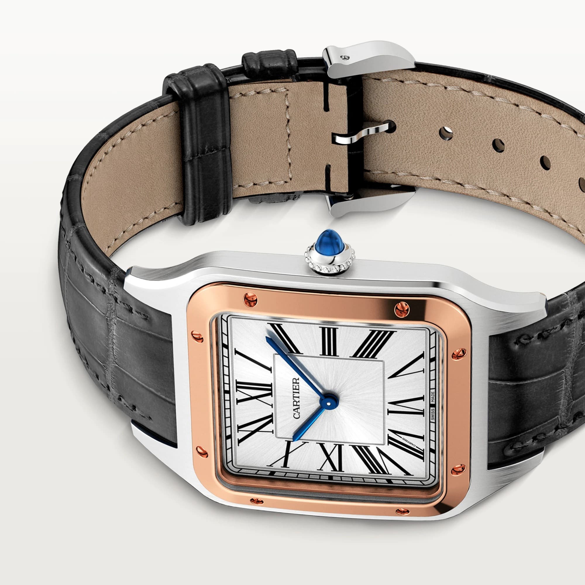 Cartier Santos-Dumont Watch in Rose Gold with Black Alligator Strap
