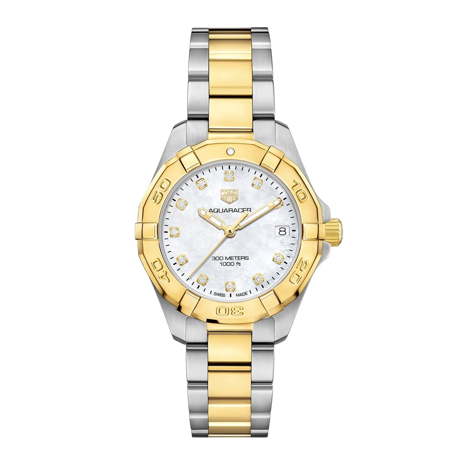 TAG Heuer Aquaracer Quartz Date Watch with Yellow Gold and Diamonds 0