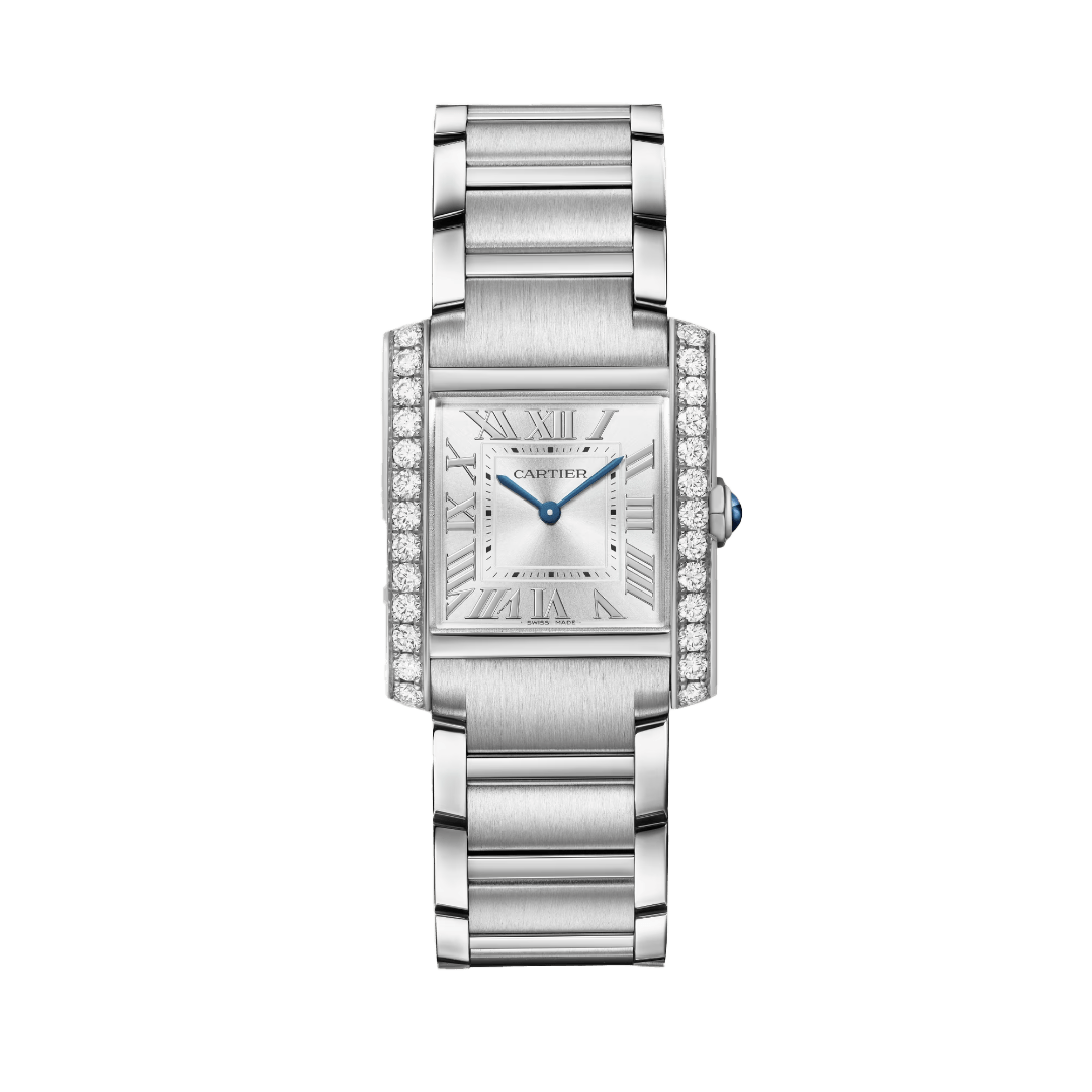 Tank Francaise Watch in Steel with Diamonds, medium model