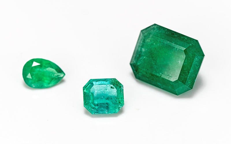 Three natural emeralds