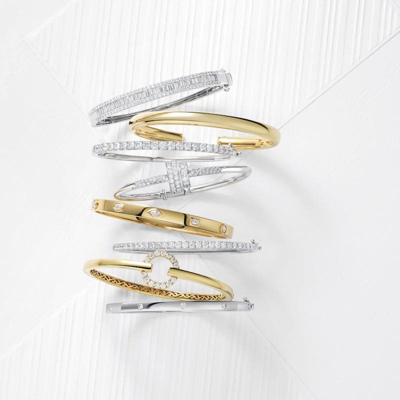 stacking bangles with diamonds