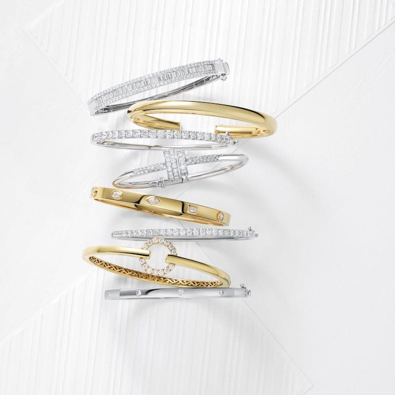 stacking bangles with diamonds